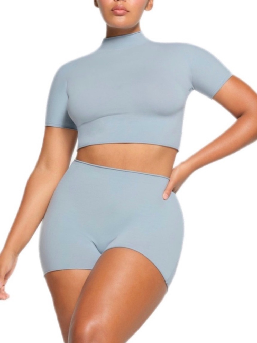 SKIMS Raw Edge Intimates Cropped Tee – Denim Blue | Small